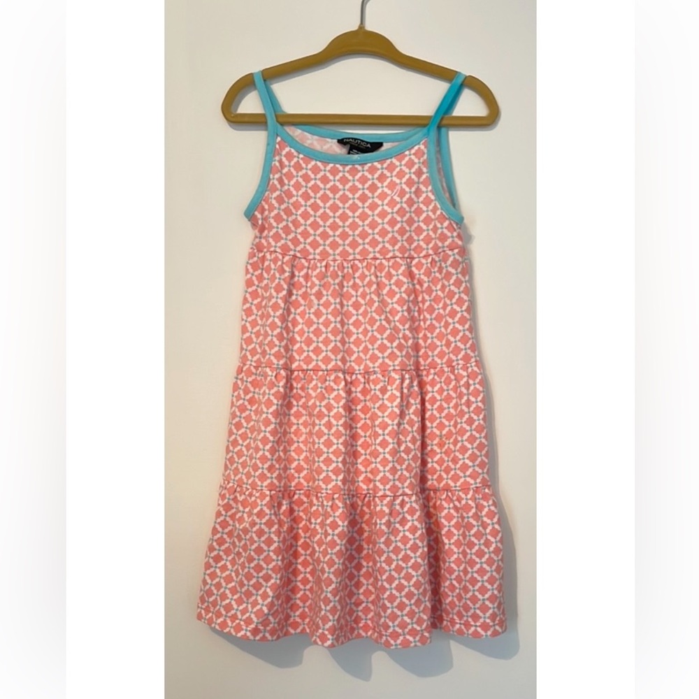 Nautica Pink and White Ruffled Tiered Sundress